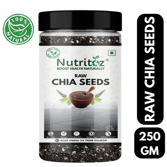 Nutritoz Natural Raw Chia Seeds For Weight Loss With Omega 3, Fiber, Zinc and Calcium Rich