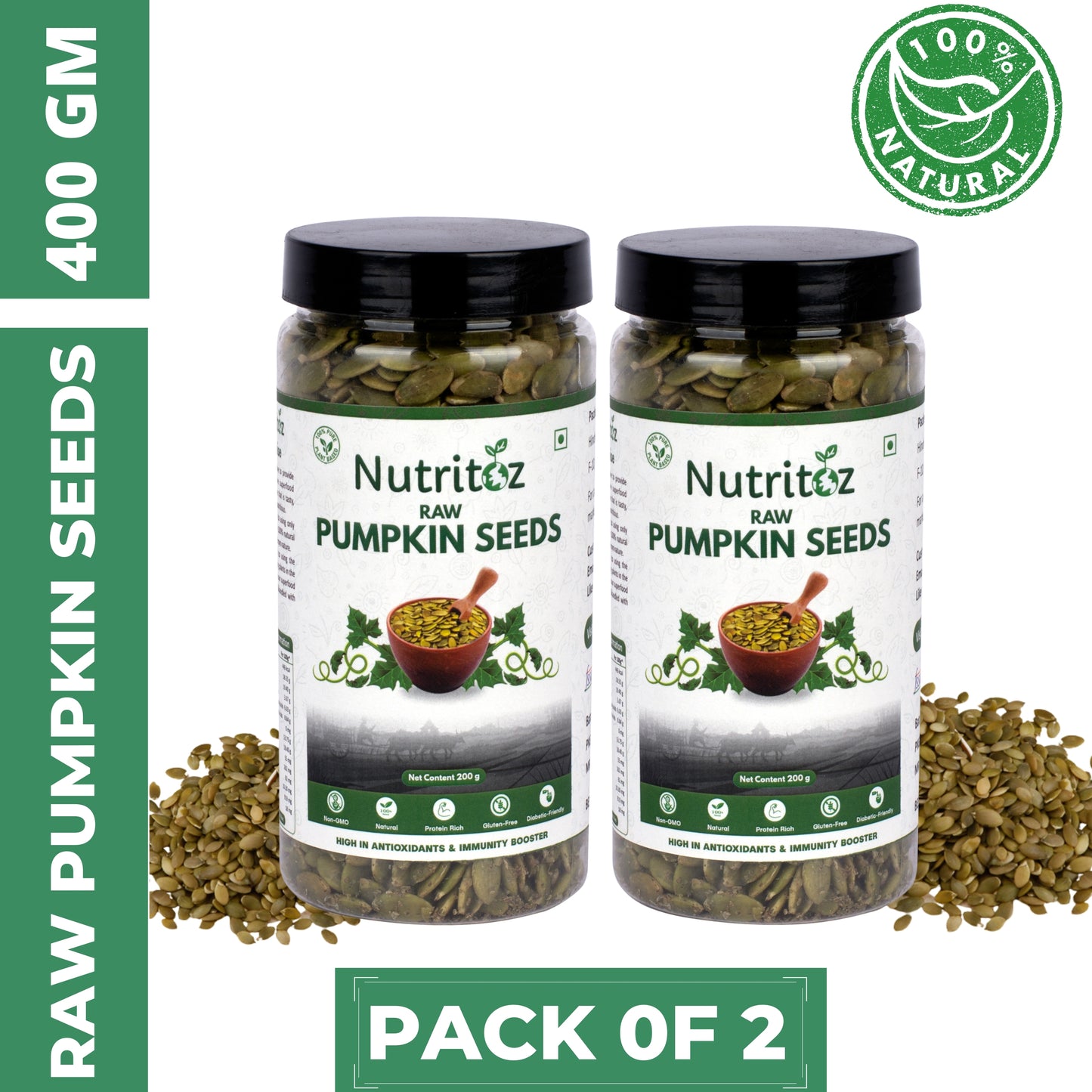 Nutritoz Raw Pumpkin Seeds for Eating, Loaded with Protein, Fiber and Zinc Rich Superfood for Boost Immunity
