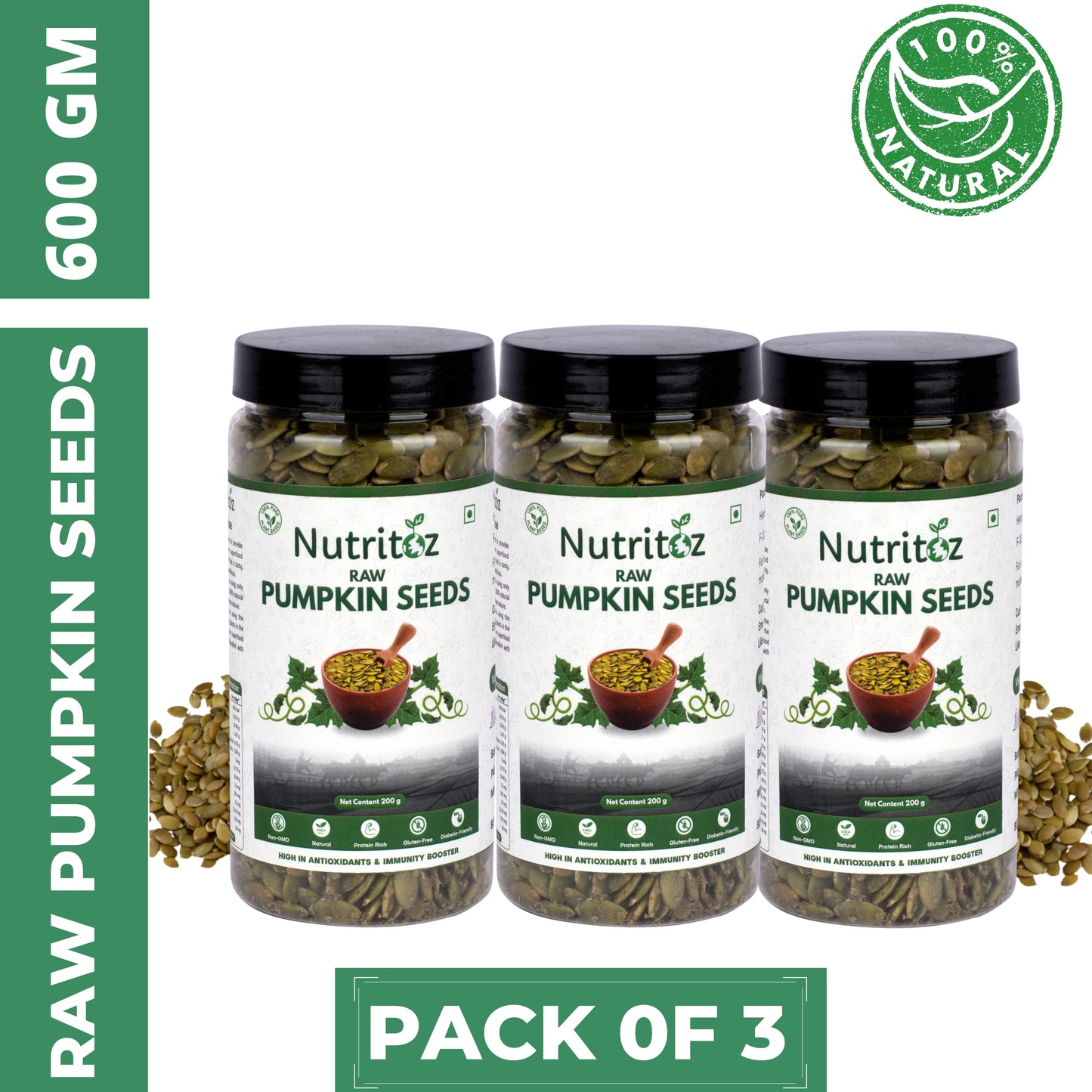 Nutritoz Raw Pumpkin Seeds for Eating, Loaded with Protein, Fiber and Zinc Rich Superfood for Boost Immunity