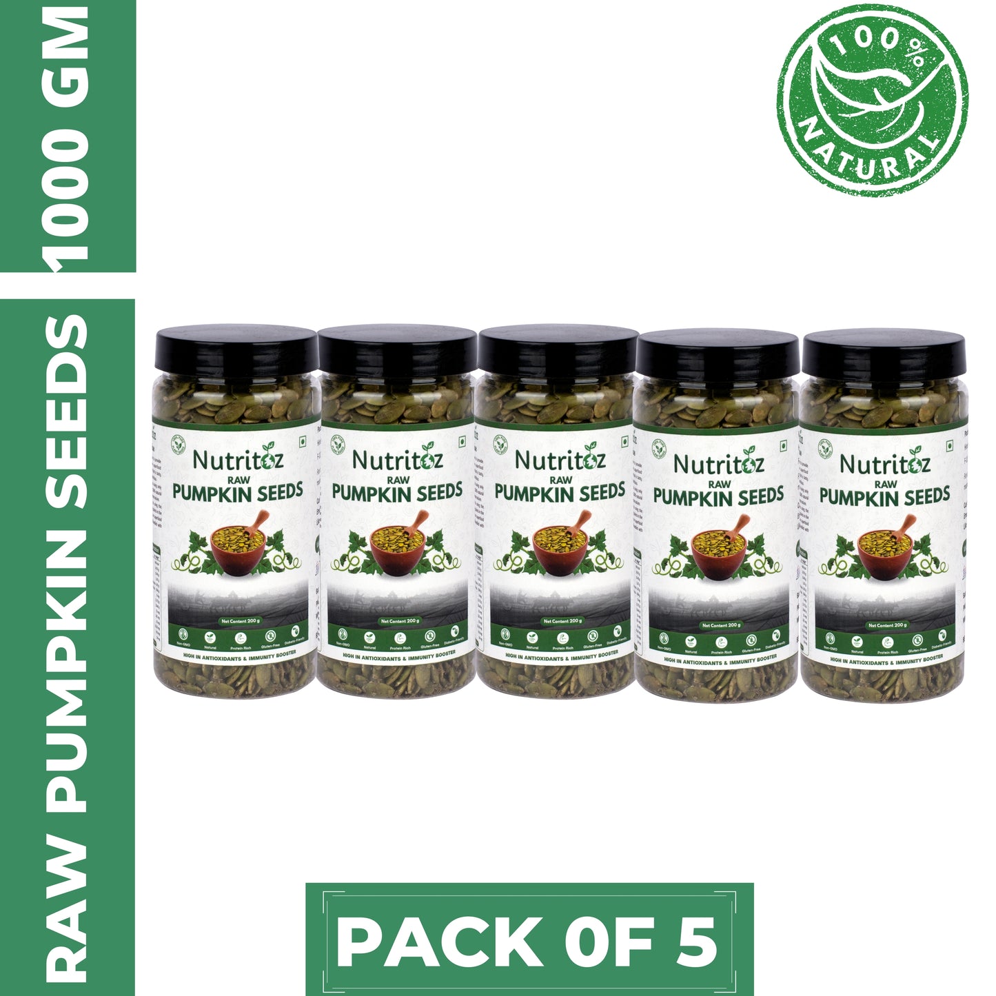 Nutritoz Raw Pumpkin Seeds for Eating, Loaded with Protein, Fiber and Zinc Rich Superfood for Boost Immunity