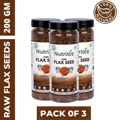 Nutritoz Natural Raw Flax Seeds naturally rich in Omega-3, Fiber, Calcium, Helps in Weight Loss or Management and Stronger Bones