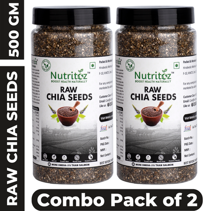 Nutritoz Natural Raw Chia Seeds For Weight Loss With Omega 3, Fiber, Zinc and Calcium Rich