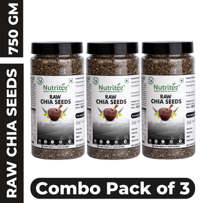 Nutritoz Natural Raw Chia Seeds For Weight Loss With Omega 3, Fiber, Zinc and Calcium Rich