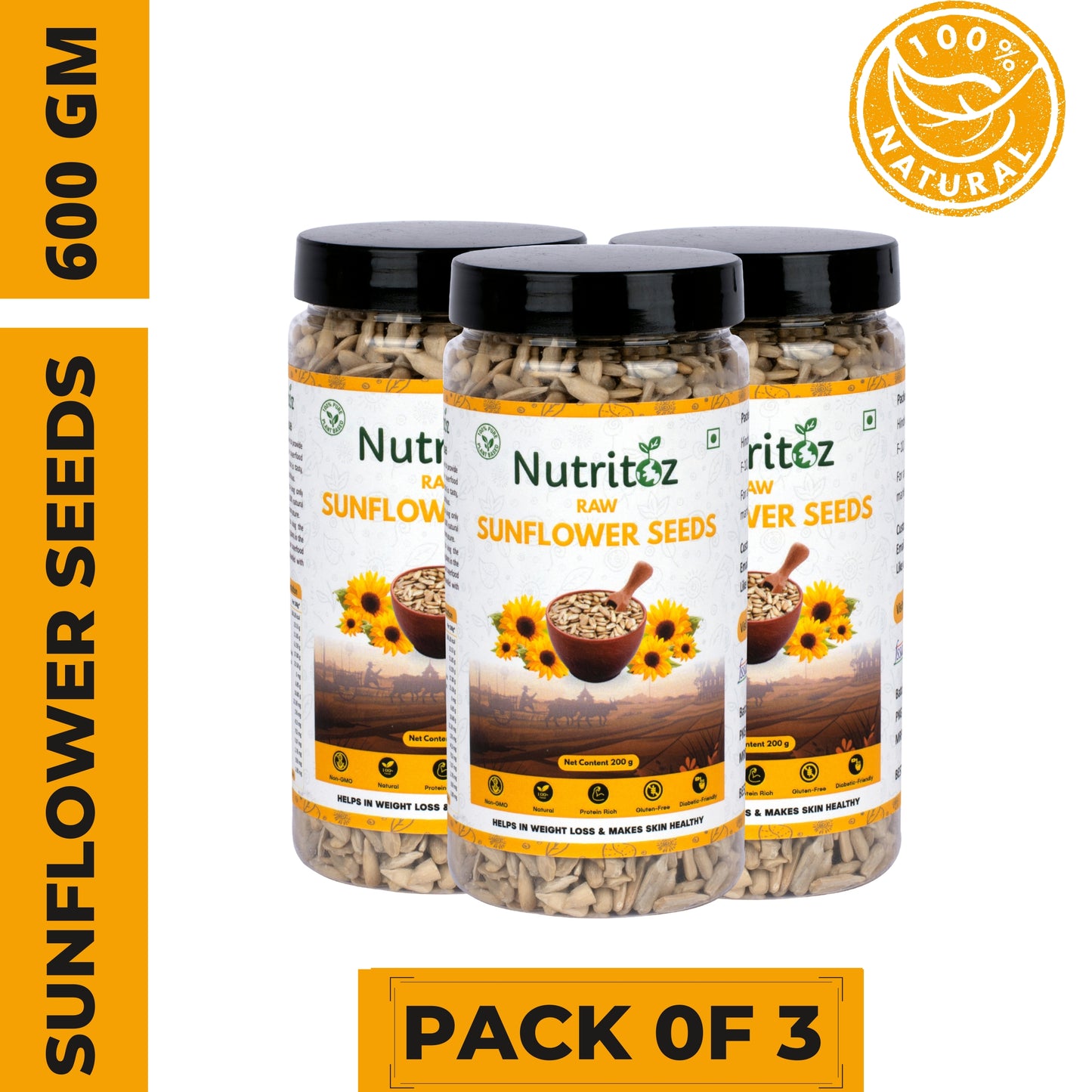 Nutritoz Raw Sunflower Seeds for Eating, Rich in Proteins, Fiber, Calcium, Magnesium and Zinc with many other Health Benefits